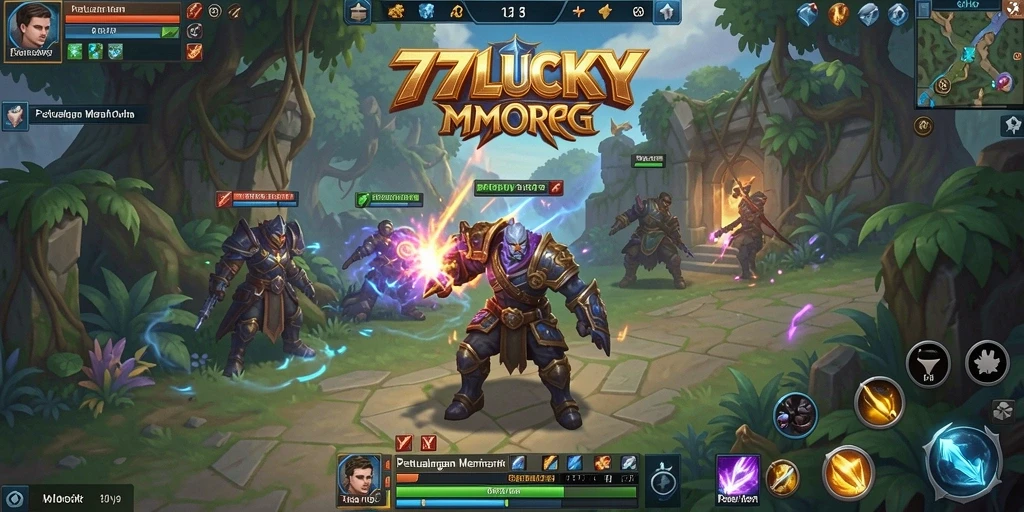 Tangkapan layar 777LUCKY menampilkan aksi seru dalam permainan MMORPG.