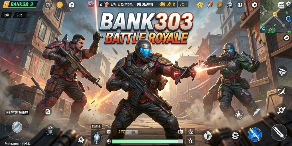 Screenshot gameplay BANK303 yang penuh aksi Battle Royale.