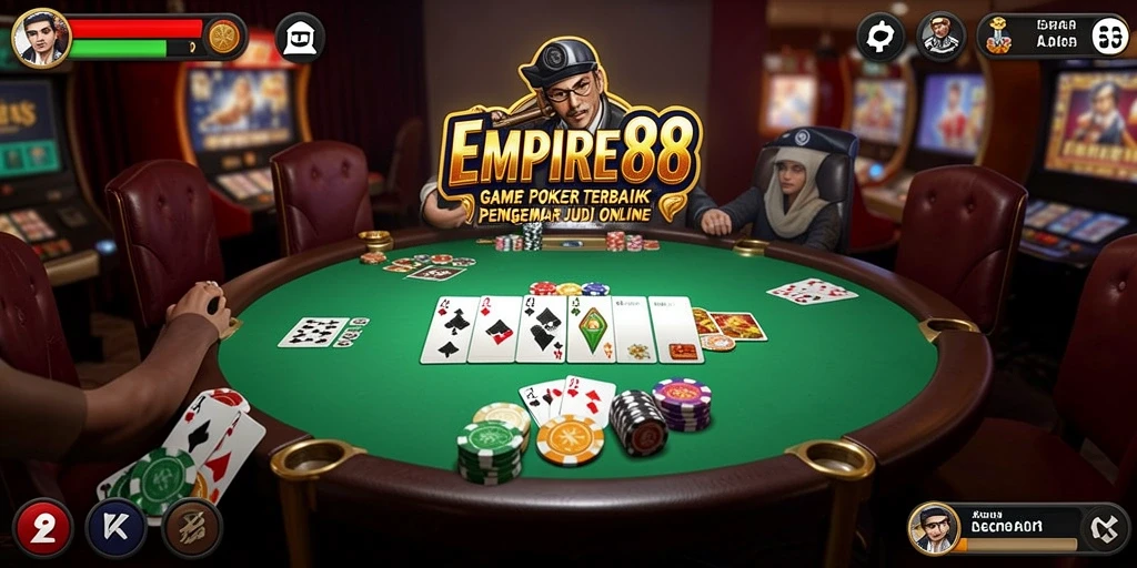 Tampilan gameplay Poker yang mendebarkan di EMPIRE88.