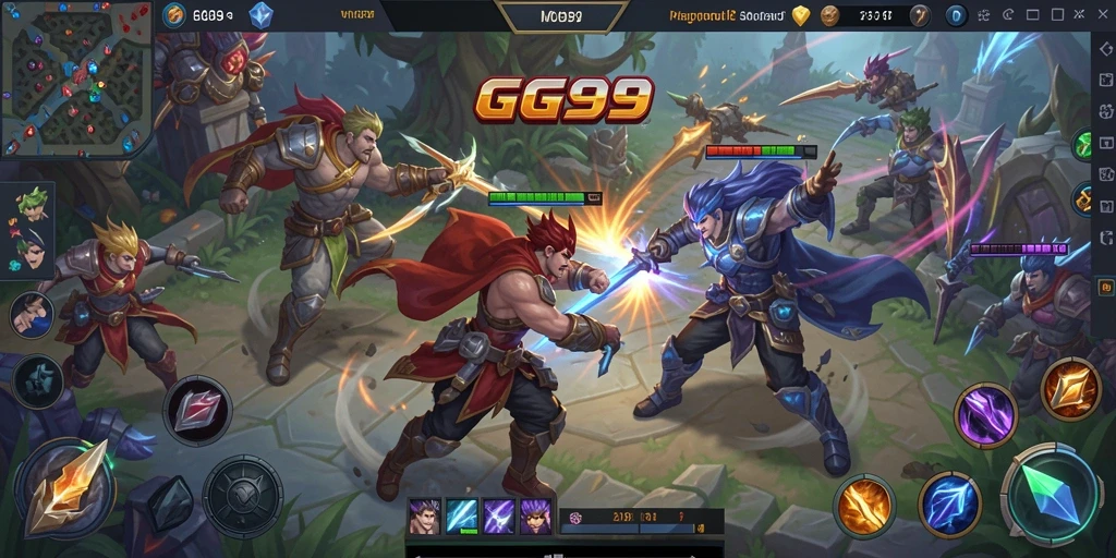 Tampilan gameplay seru GG99 di arena MOBA.