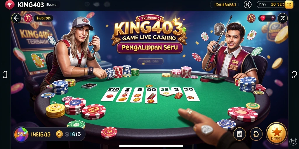 Gameplay KING403 menampilkan dealer profesional dan suasana kasino yang nyata.