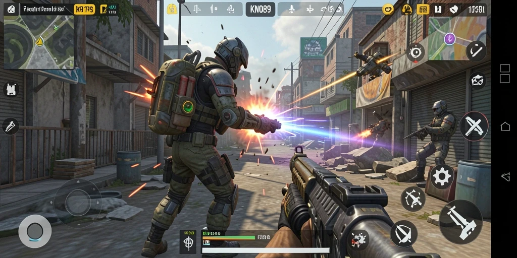 Tampilan gameplay mendebarkan dari KNO89 saat bertempur di TPS.