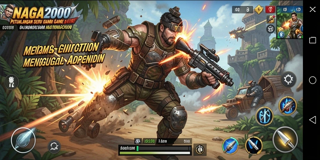 Screenshot gameplay NAGA2000 yang menampilkan pertempuran seru dan aksi mendebarkan.