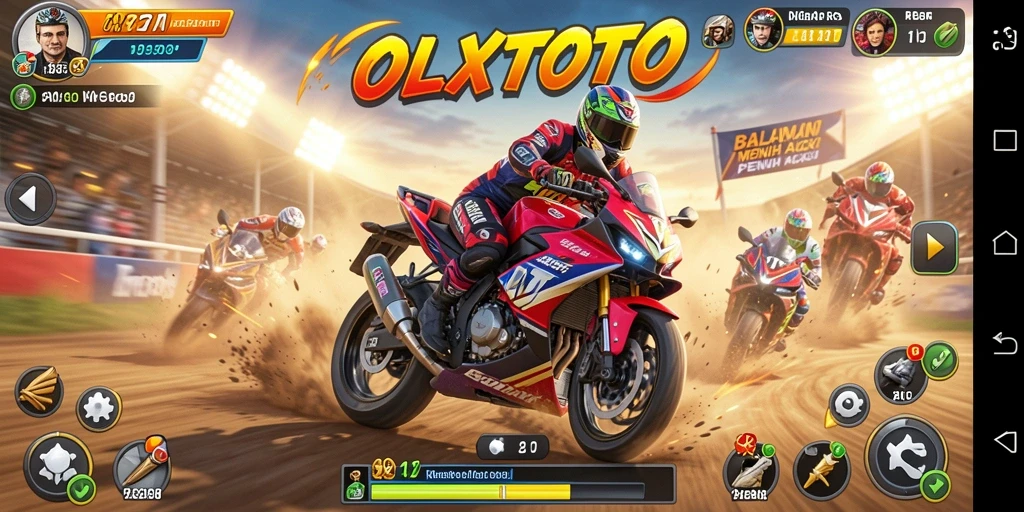 Gameplay seru dan mendebarkan di OLXTOTO dengan motor balap yang cepat.